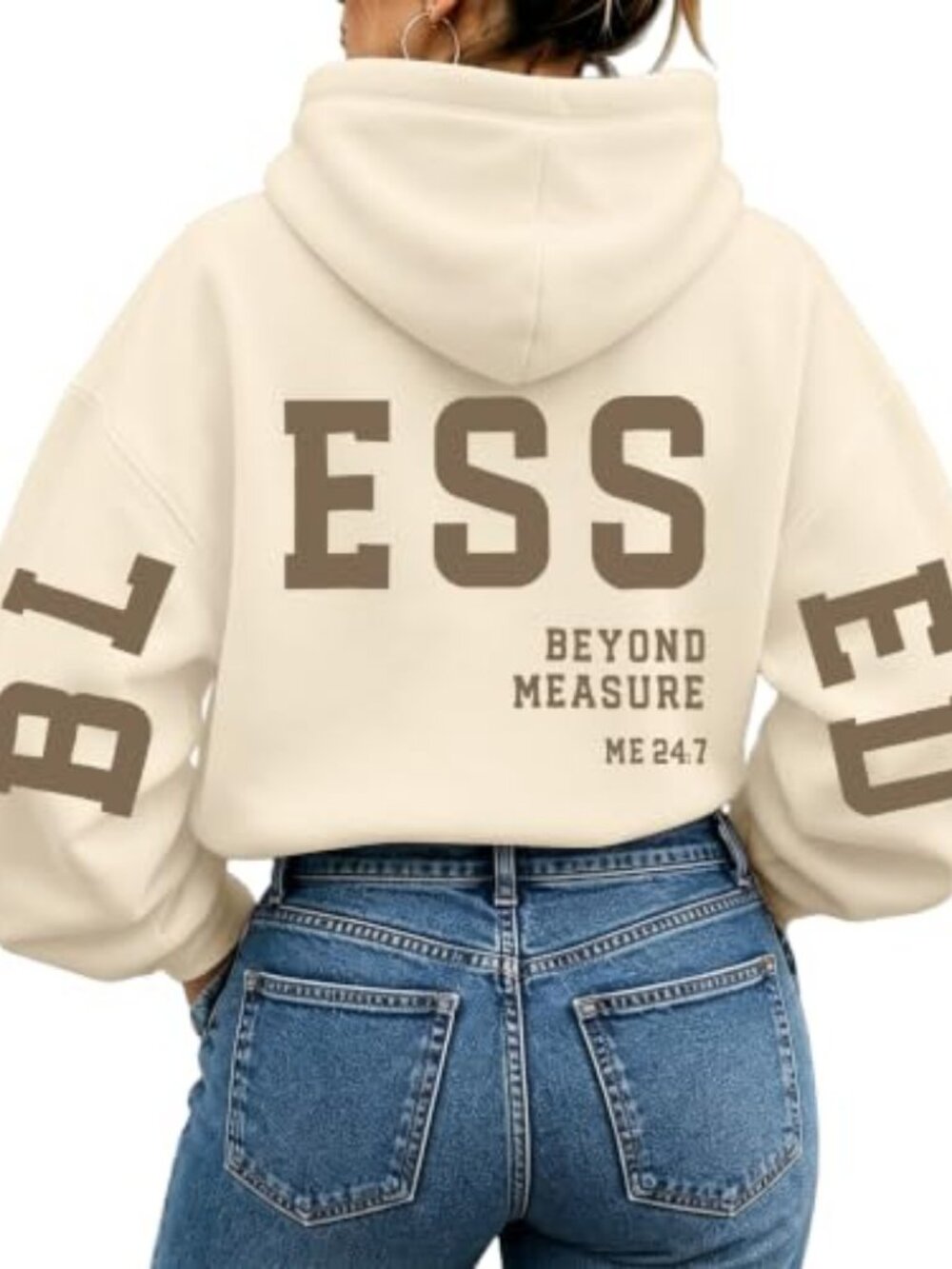 Christian Hoodies Women Blessed Sweatshirts Jesus Religious Sayings Sweater